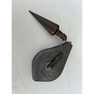 Vintage General No 330 Brass Plumb Bob Strait Line Chalk Reel USA
